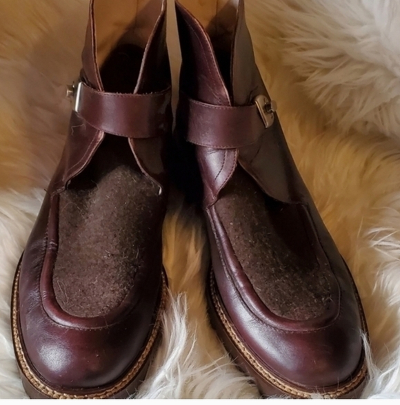 Via Spiga Wool.leather kisslock brown  chuka boots 9.5 - Picture 6 of 10
